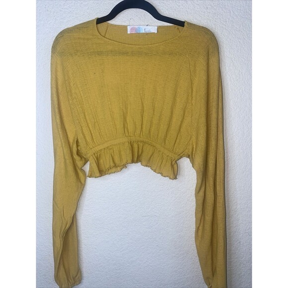 Free People Beach crop Sweet Lady balloon sleeve Shirt XS fairy boho hippie - Picture 1 of 10